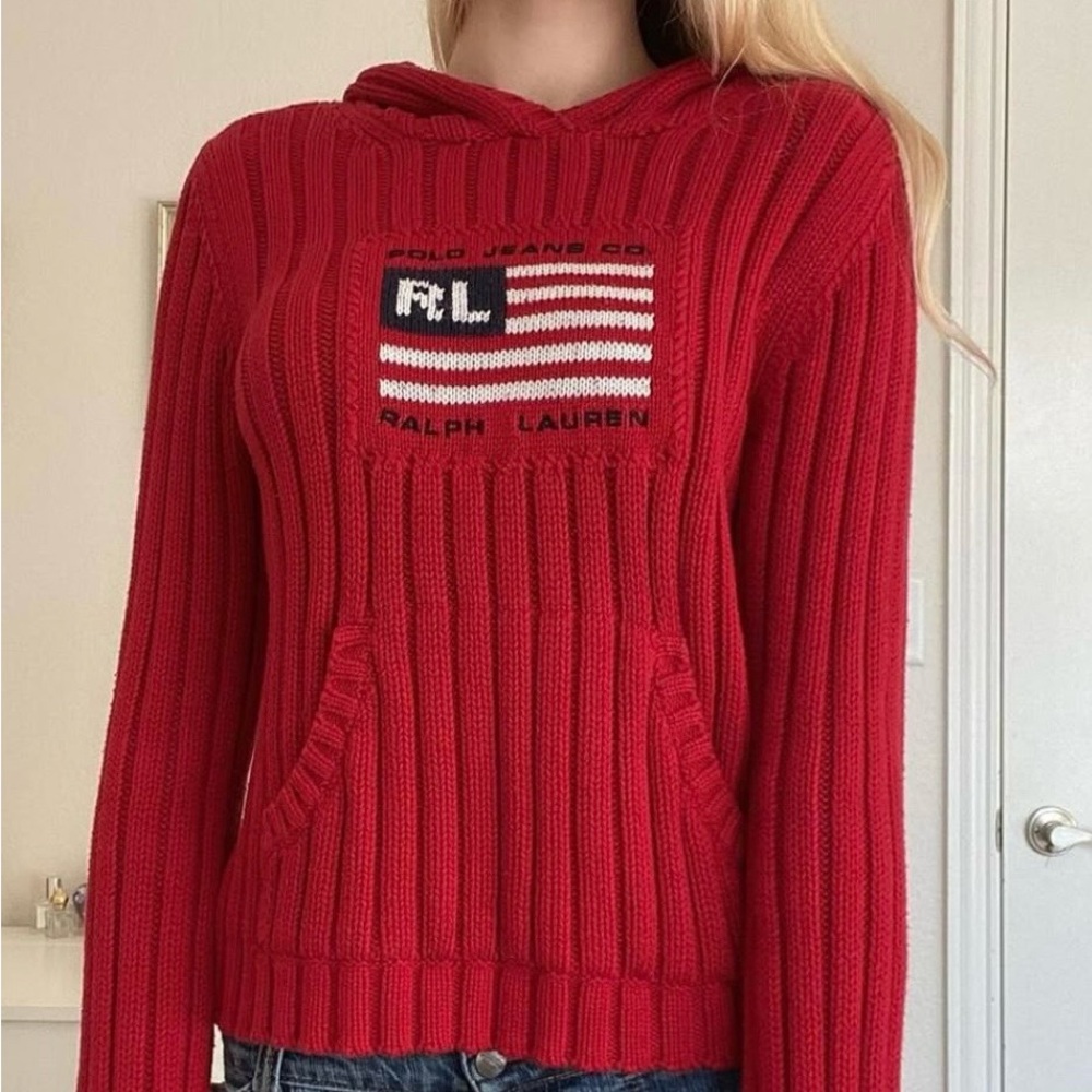 Vintage Polo by Ralph Lauren Red Hooded Sweater